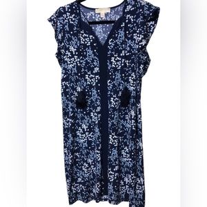 MICHAEL Michael Kors Blue and White Floral Tassel Dress Size Small